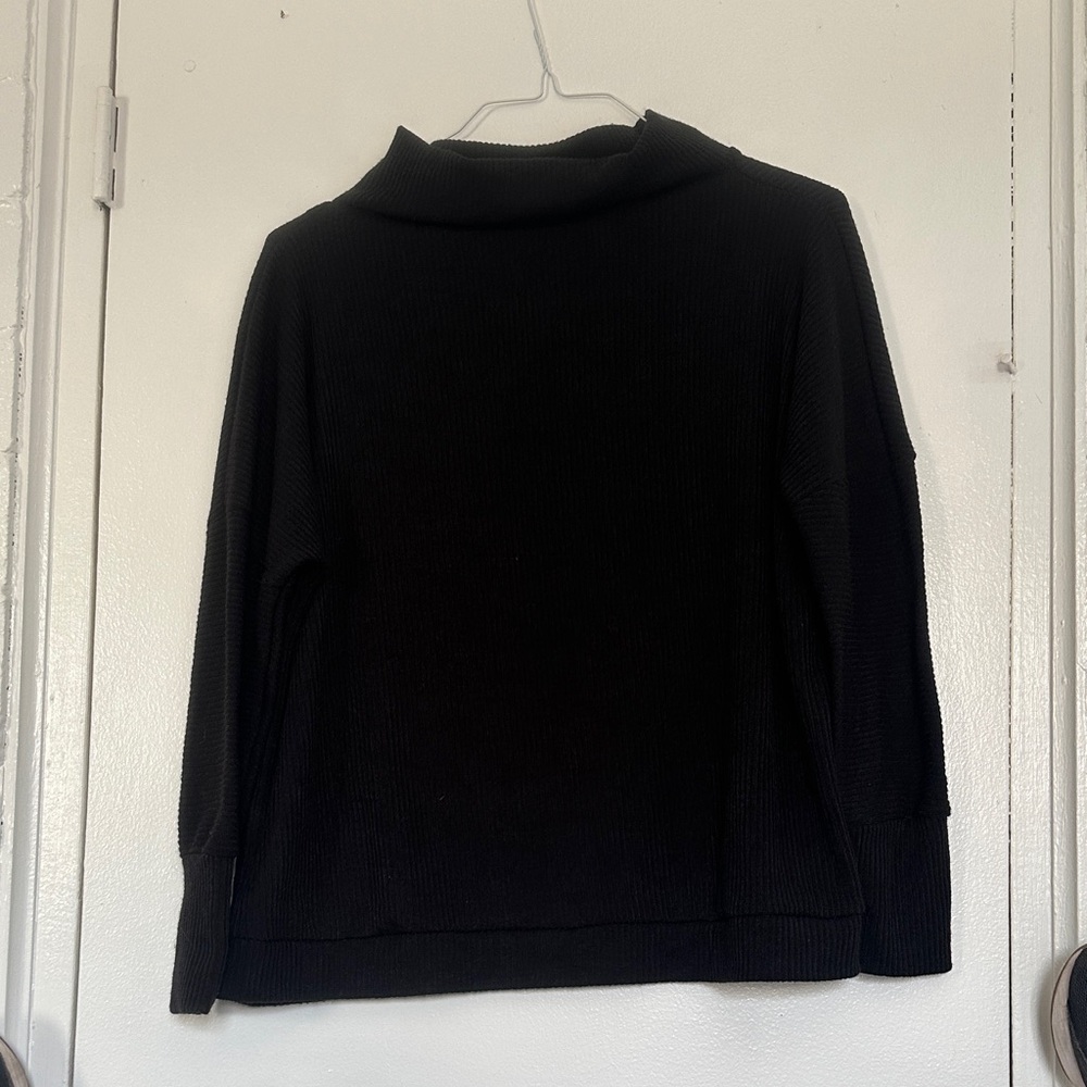 ANDREE BY UNIT Black Ribbed Funnel Neck Sweater